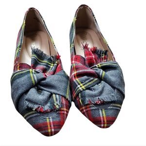 VERONA Plaid Ballet Flats - Red and Gray size 7.5 EUC